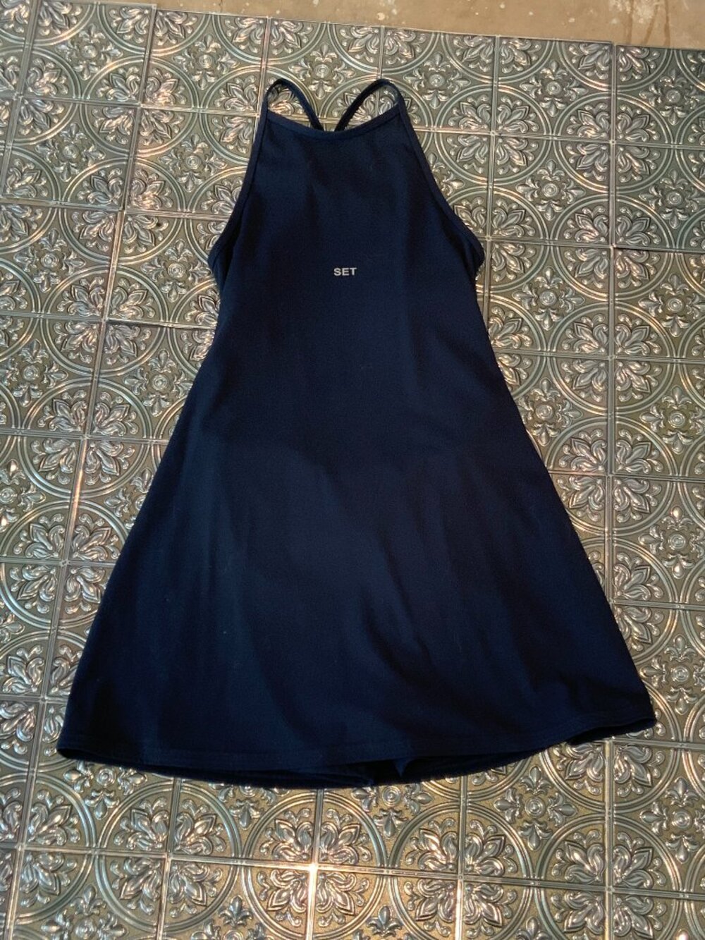 SET ACTIVE Sportbody Black Open Back Mini Active Dress Size Small